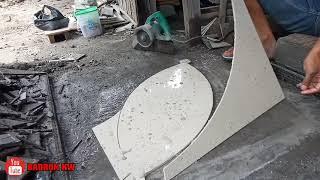 Cara Potong Granite Melengkung  Memotong Granit Setengah Lingkar Ukuran 60×60 Tanpa Cuwil