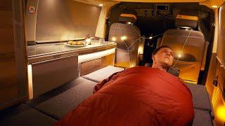 SOLO CAR Camping in Swiss Alps  comfort cosy car setup -1 degree night relaxing van life  ASMR 