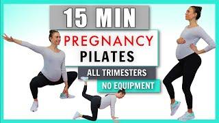 15 min Pregnancy Pilates Workout  Prenatal Pilates for all Trimesters I No Equipment I No Jumping