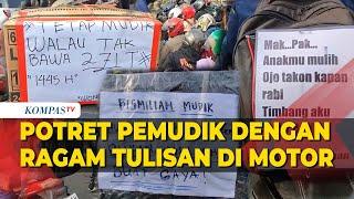 Ragam Tulisan Unik Para Pemudik Sepeda Motor Ramaikan Momen Mudik