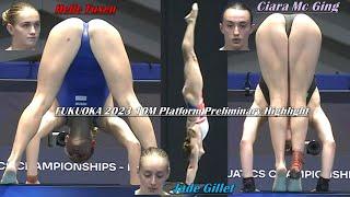 Womens Diving  Helle Tuxen  Jade Gillet  Ciara Mc Ging  10M Platform Preliminary  FUKUOKA 2023