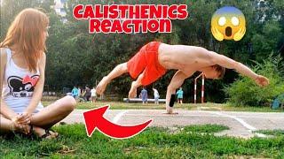 girls reaction to calisthenics 