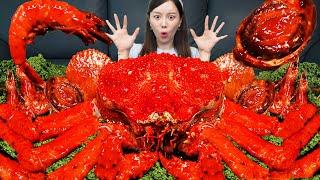 Mukbang ASMR GIANT KING CRAB  Shrimp Abalone Spicy Seafood Boil Recipe eatingshow Ssoyoung