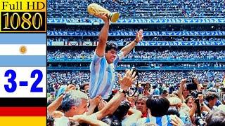 Argentina 3-2 Germany  1986 World Cup Final  Full highlight -1080p HD  Diego Maradona