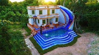 Full VideoBuild Most Creative Modern Mud Villa With Water Slide Park & Underground Swimming Pool