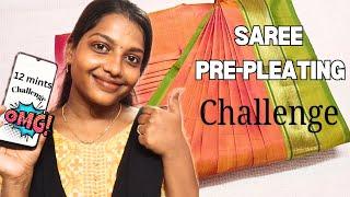 SAREE PRE-PLEATING AND FOLDING in JUST 12 mints CHALLENGE  #saree #trending #viral #challenge