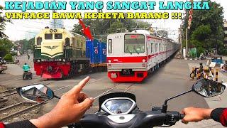 MOTORIDE Kejar Kereta Api Super Langka RONGGO CARGO Vintage Di Beberapa Perlintasan Cakep