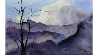 easy watercolour landscape by sikander singh chandigarh india