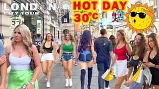 LONDON CITY TOUR  HOT DAY in Central London 2023 London Summer Walk 4K