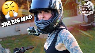 This Biker Chick is NOT HAPPY with Shadetree Surgeon 