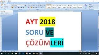 AYT 2018 SORU VE ÇÖZÜMLERİ-2