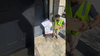 Package delivery guy gets shoes