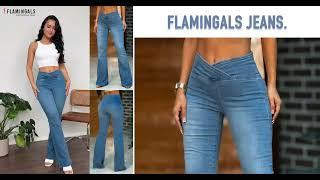 【Flamingals】Wash Wrap Mid Rise Stretchy Flare Jeans#jeans #fashionstyle #fashion #jeanswear