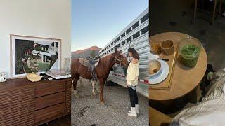 Slow weekend in my life in LA horseback riding new wall art morning routine