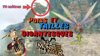 Les TAILLES & POIDS GIGANTESQUES des MONSTRES de MONSTER HUNTER