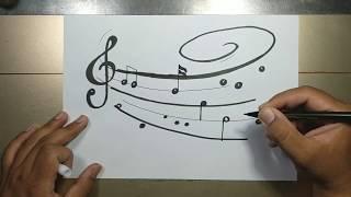 How to draw MUSIC NOTES step by step