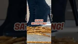 High Heel Boots vs. Crispy Sticks Oddly Satisfying Food Crushing ASMR