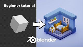 Blender 3D - Create a 3D Isometric BEDROOM in 15 minutes  Beginner Tutorial