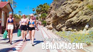 Benalmadena Beach Promenade Walk Malaga Costa del Sol Spain May 2024 4K