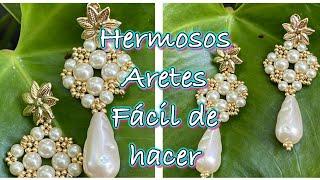 Aretes colgantes en perlas fácil de hacer paso a paso.