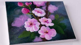 Cherry Blossom Painting  Flower Painting  Painting for Beginners