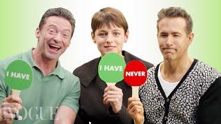 Ryan Reynolds Hugh Jackman & Emma Corrin Play ‘Never Have I Ever’