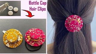 Easy Diy Plastic Bottle cap Hair Clips Making  How to make a mini hat  bottle cap recycling ideas