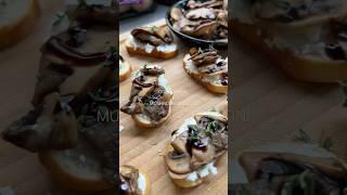 Goat Cheese & Mushroom Crostini ‍🟫#goatcheese #cheese #mushroom #appetizer #bestapps #foodie