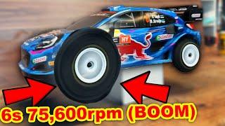 6s 76600rpm RC Rally Car insanity it blew up