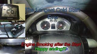 Longest Cold Start Ever. Engine Cold Start Problem. Black smoke. Winter Ford Galaxy 1.9 TDI PD