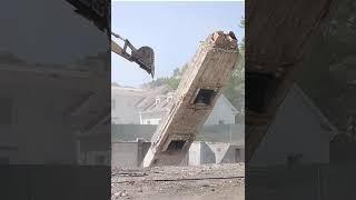Chimney Topple #building #construction #demolition #excavator #wrecking