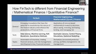 Information Sharing Session - MSc Financial Technology MSc Fintech NTU SPMS