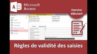 Règles de validité des saisies exercice Access