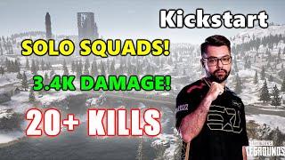 LG Kickstart - 20+ KILLS 3.4K DAMAGE - SOLO vs SQUADS - PUBG