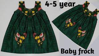 Yoke baby frock cutting and stitching 4-5 year baby frock with pocket cutting and stitchingll