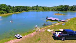 Releasing Our Pet Bass into the 5 Acre Pond Bonnie and Clyde