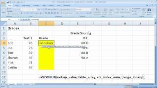 Excel LookupSearch Tip 4 - Vlookup Explanation 3 - Vlookup to Assign Grades to Students