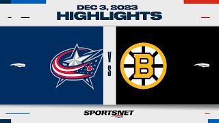 NHL Highlights  Blue Jackets vs. Bruins - December 3 2023