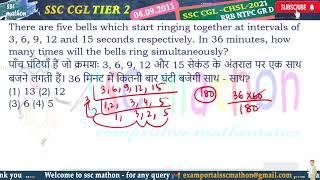 There are five bells which start ringing together at intervals of 3 6 9 12 and 15 seconds