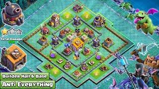 NEW BUILDER HALL 6 BH6 BASE ANTI 1 STAR  BUILDER HALL 6 BASE 2018  Clash Of Clans