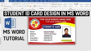 Ms Word Tutorial  How to make Student Id Card Design in Ms word  Hindi