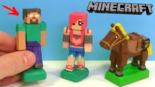 МАЙНКРАФТ из ПЛАСТИЛИНА - Диана Найкова Хиробрин и Лошадь  Minecraft with Clay