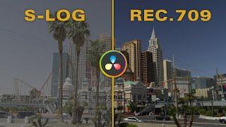 HOW to convert S-LOG footage to REC.709 in DAVINCI RESOLVE - 2024