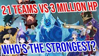 3 MILLION HP CHALLENGE SHOCKING Results 21 Popular Teams Genshin Impact