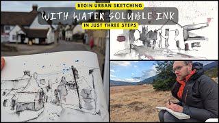 Urban Sketching with Water Soluble Ink - Step by Step Tutorial for Beginners