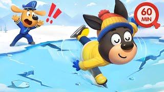 Dobie Goes Ice Skating  Play Safe  Outdoor Safety Tips  Kids Cartoons  Sheriff Labrador