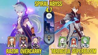 C6 Razor Overcarry & C0 Tartaglia Superbloom  Spiral Abyss Version 4.7  Genshin Impact