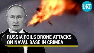 Russia thwarts wave of drone attacks on Sevastopol naval base in Crimea  Watch