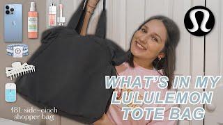 whats in my LULULEMON TOTE BAG  18L side-cinch shopper bag essentials + everyday items you need