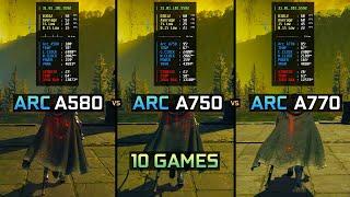 Arc A580 8GB vs Arc A750 8GB vs A770 16GB  Test in 10 Games  1080P & 1440P